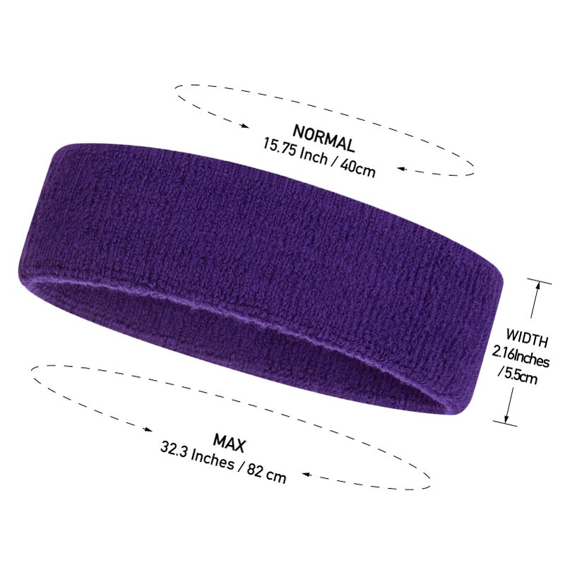 ONUPGO Sweatband Headbands for Men & Women -12PCS Sports Headbands Moisture Wicking Athletic Cotton Terry Cloth Head Band 7.88" x 2.16" - Image 4